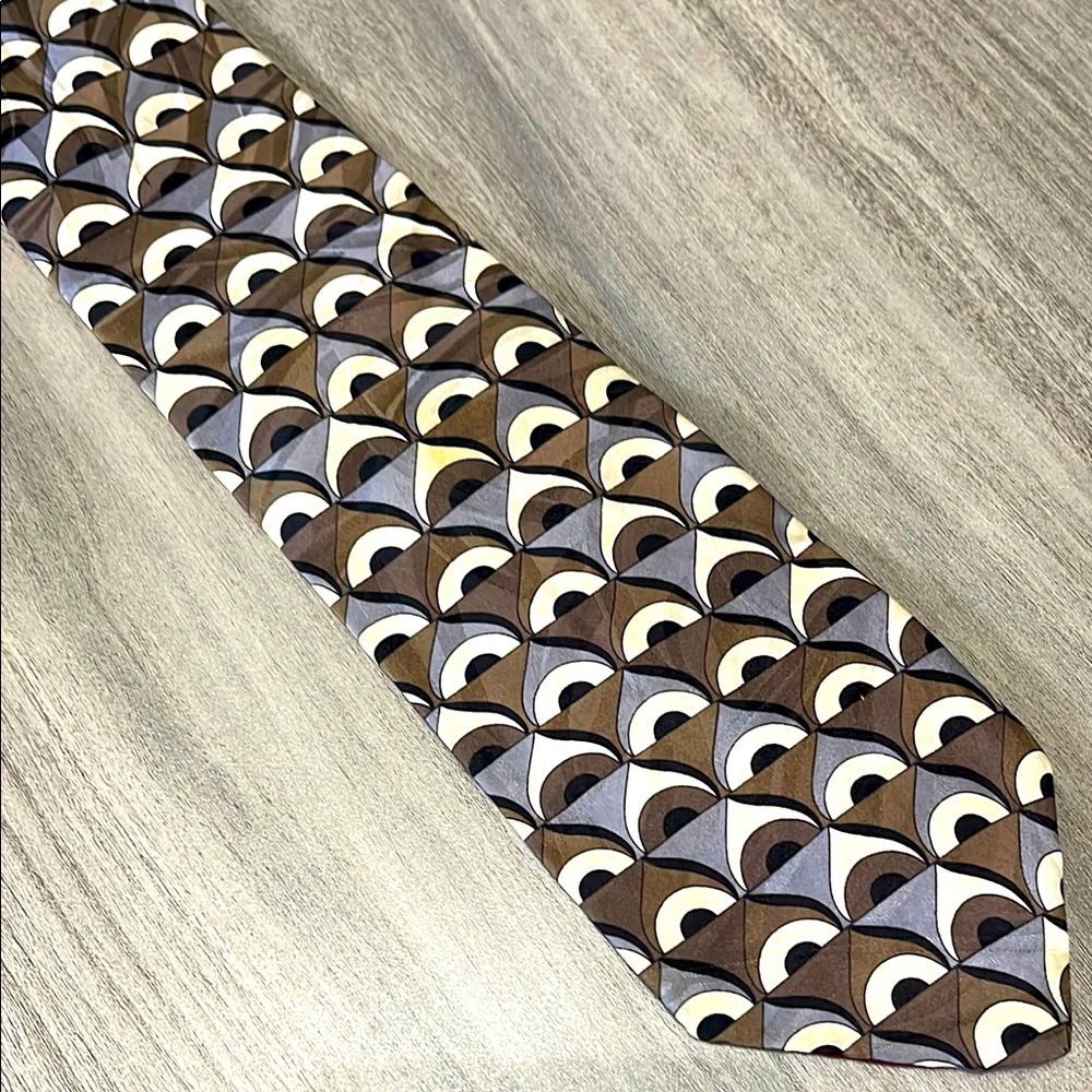 Mark Alexander Men’s 100% Silk Tie Taupe and Silver Tie made in USA VINTAGE